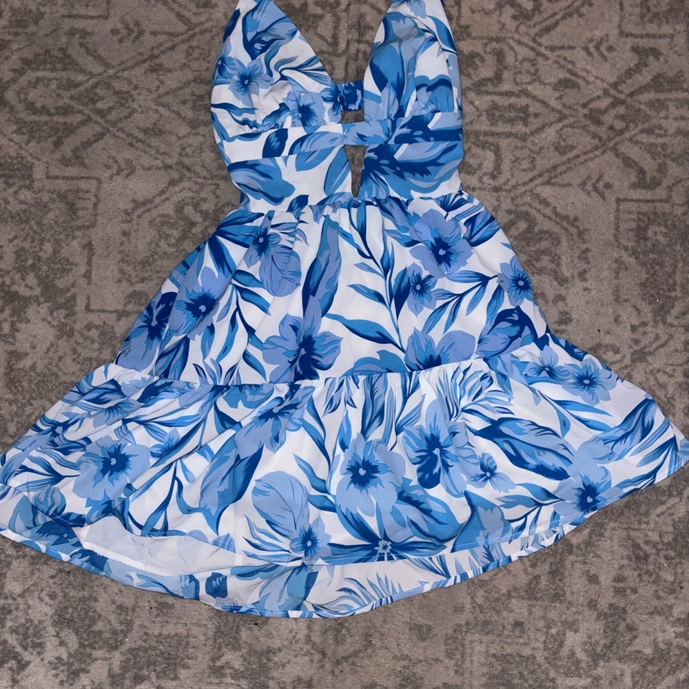 SHEIN Blue Floral Mini Dress